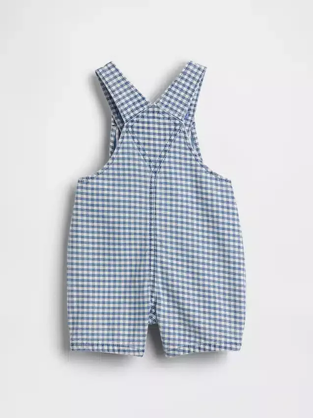 Babyoverall i gingham-denim med björnficka