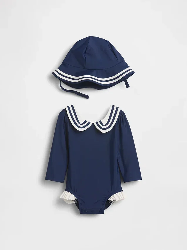 Badset med rash guard i sjömansstil för bebis
