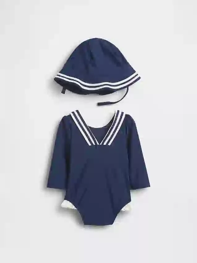 Badset med rash guard i sjömansstil för bebis