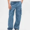 Baggy cargo-joggingbyxor i denim för barn