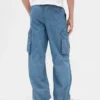 Baggy cargo-joggingbyxor i denim för barn