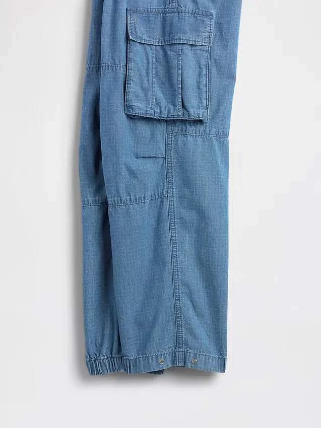 Baggy cargo-joggingbyxor i denim för barn
