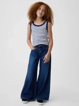 Baggy-jeans för barn med låg midja och framstycke