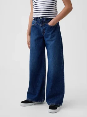 Baggy-jeans för barn med låg midja och framstycke