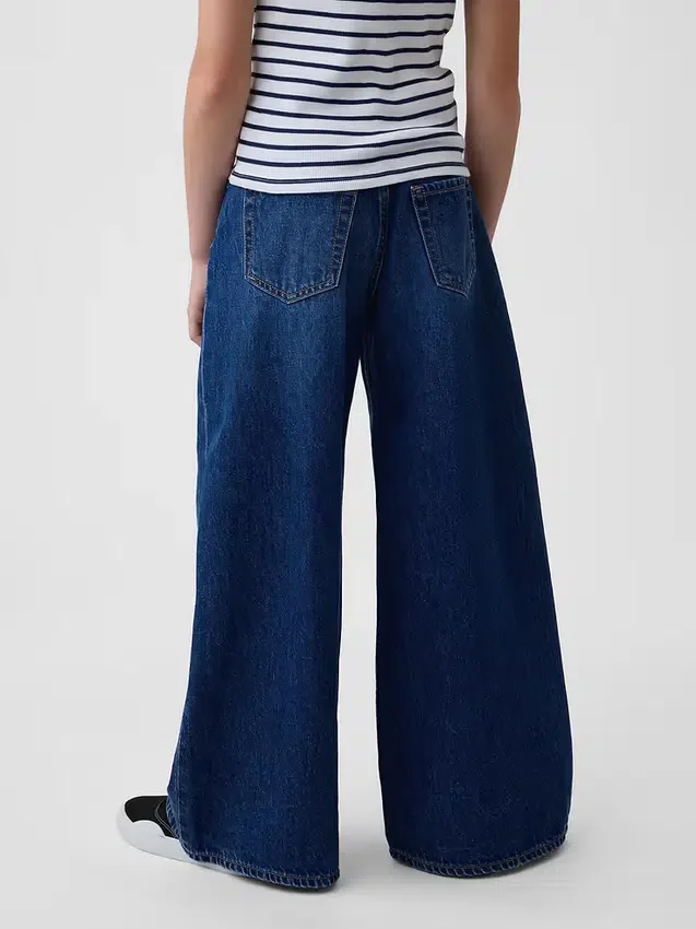 Baggy-jeans för barn med låg midja och framstycke
