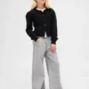 Baggy-jeans för barn med låg midja, rosett och delad fåll