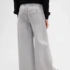 Baggy-jeans för barn med låg midja, rosett och delad fåll
