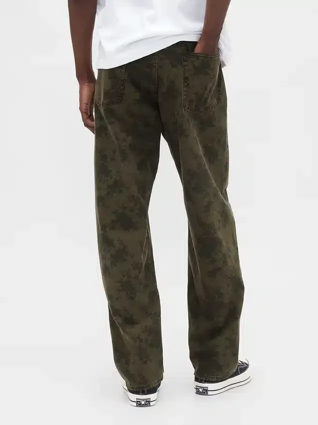 Baggy-Jeans i blommigt canvas