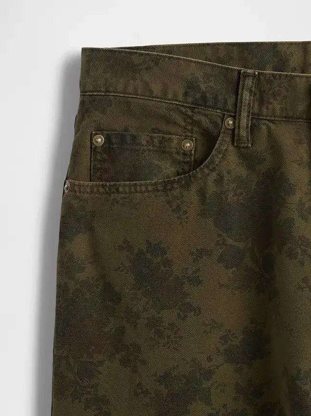 Baggy-Jeans i blommigt canvas