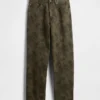 Baggy-Jeans i blommigt canvas