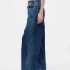 Baggy-jeans i stickad denim med medelhög midja