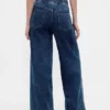 Baggy-jeans i stickad denim med medelhög midja