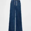 Baggy-jeans i stickad denim med medelhög midja