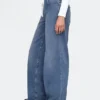 Baggy-Jeans i stickat med medelhög midja