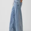 Baggy-Jeans i stickat med medelhög midja