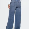 Baggy-Jeans i stickat med medelhög midja