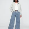 Baggy-Jeans i stickat med medelhög midja