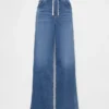 Baggy-Jeans i stickat med medelhög midja