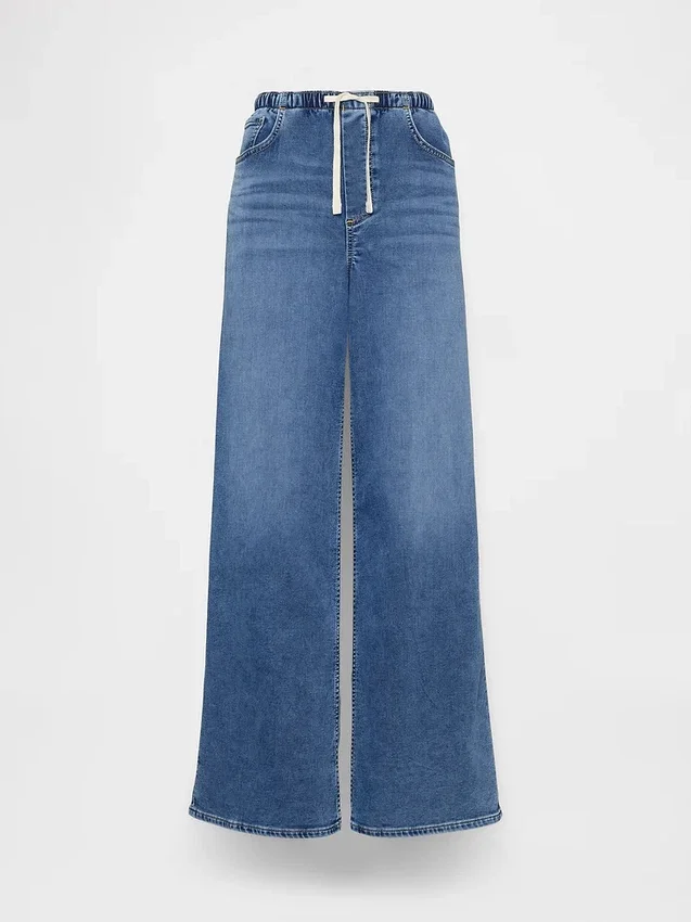 Baggy-Jeans i stickat med medelhög midja