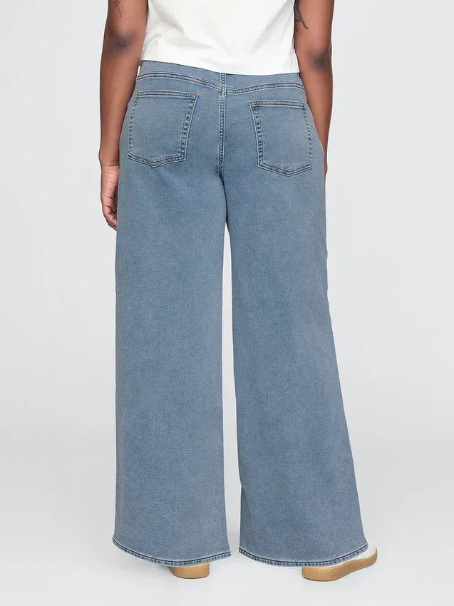 Baggy-Jeans i stickat med medelhög midja