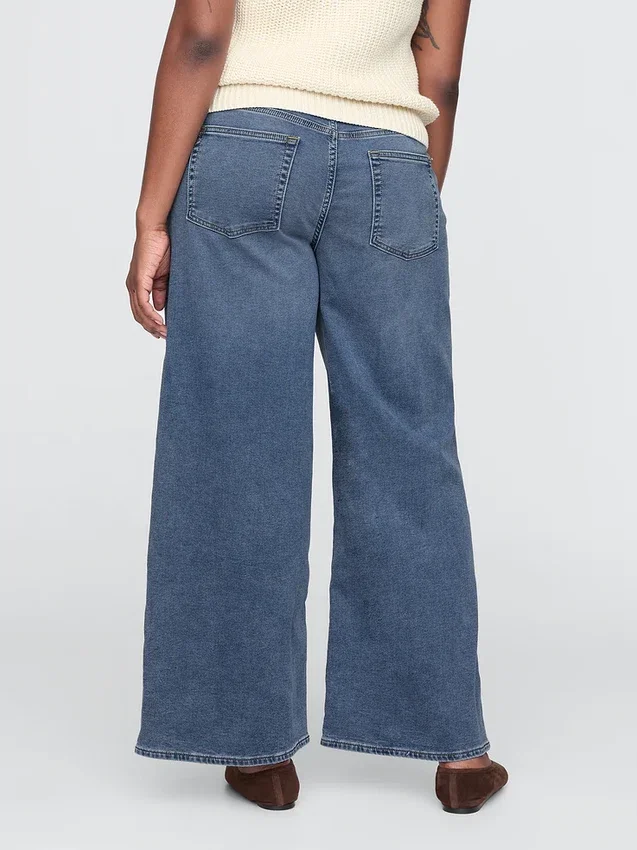 Baggy-Jeans i stickat med medelhög midja