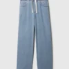 Baggy-Jeans i stickat med medelhög midja