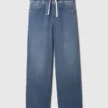 Baggy-Jeans i stickat med medelhög midja