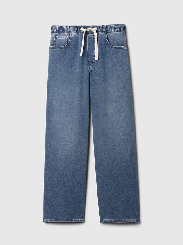 Baggy-Jeans i stickat med medelhög midja