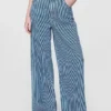 Baggy-jeans i ultramjuk denim med randmönster och medelhög midja