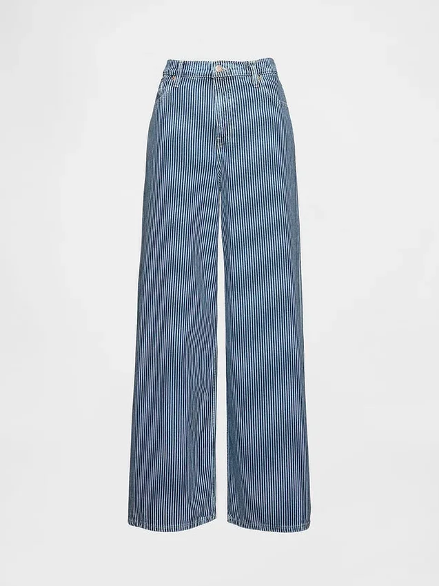 Baggy-jeans i ultramjuk denim med randmönster och medelhög midja