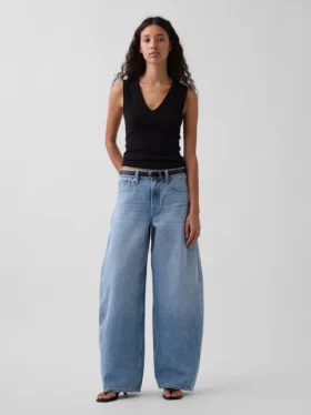 Baggy jeans med avsmalnande ben och medelhög midja