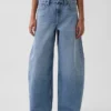 Baggy jeans med avsmalnande ben och medelhög midja