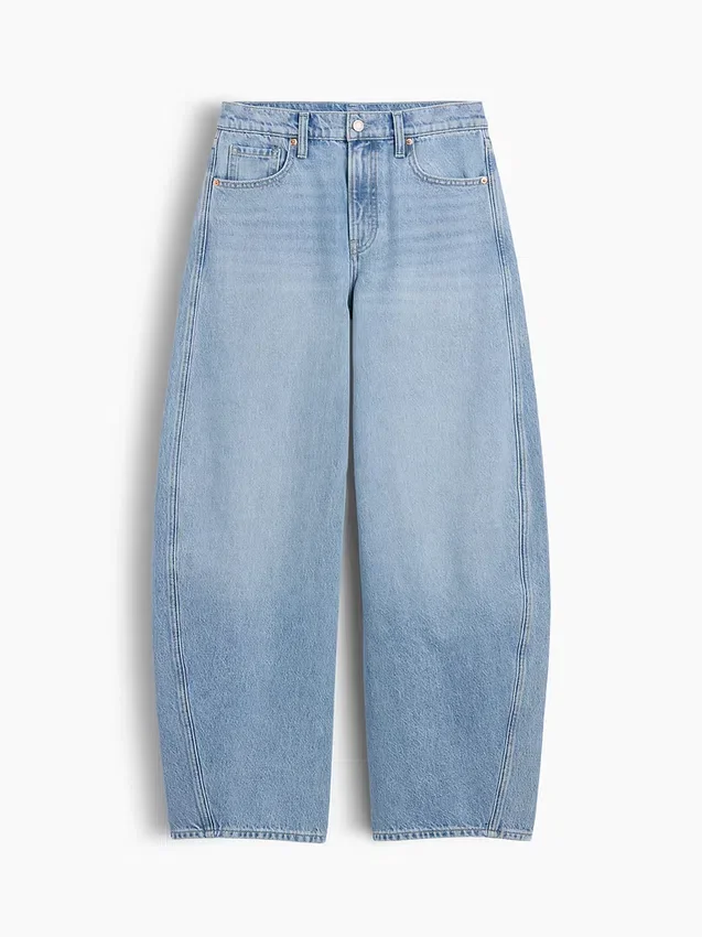Baggy jeans med avsmalnande ben och medelhög midja
