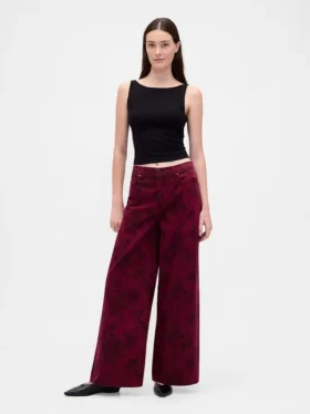 Baggy-Jeans med blommönster och medelhög midja