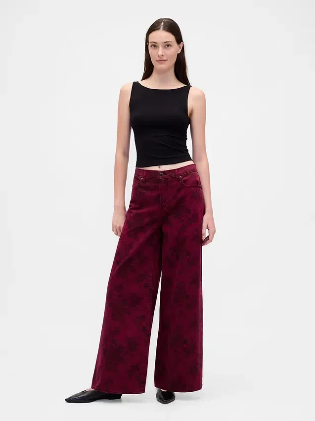 Baggy-Jeans med blommönster och medelhög midja