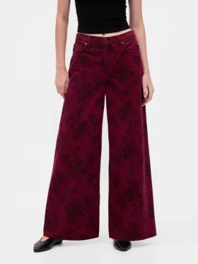 Baggy-Jeans med blommönster och medelhög midja