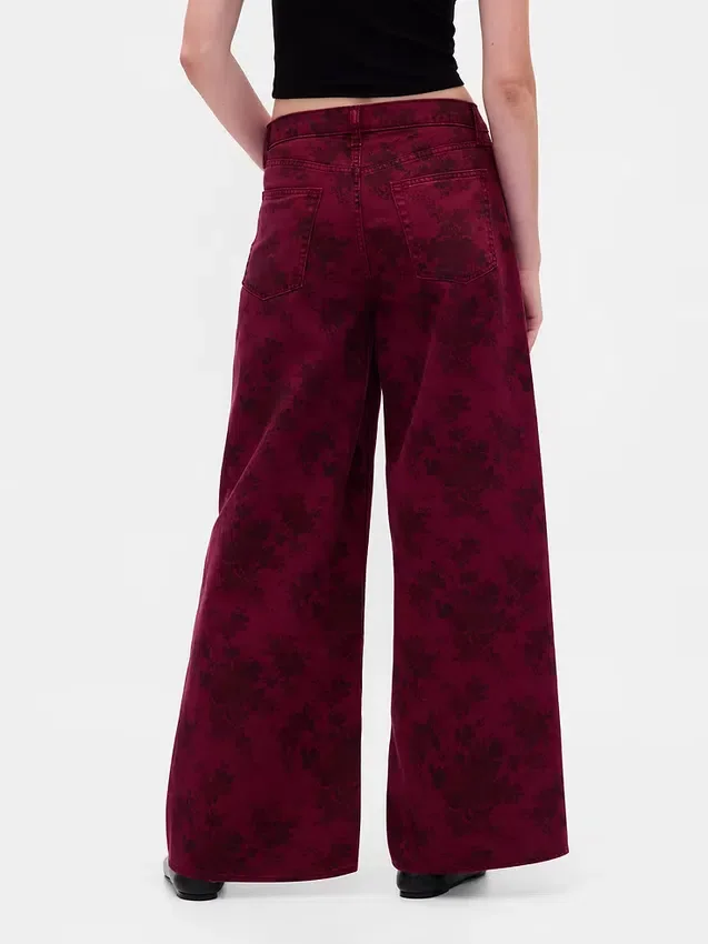 Baggy-Jeans med blommönster och medelhög midja