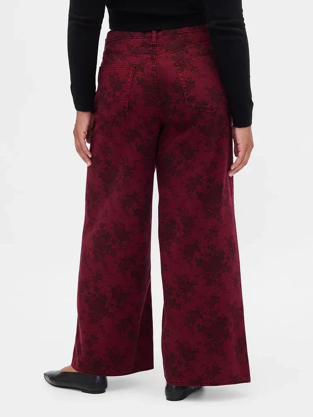 Baggy-Jeans med blommönster och medelhög midja