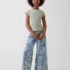 Baggy-jeans med låg midja och blommönster för barn