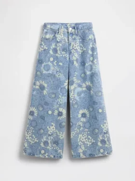 Baggy-jeans med låg midja och blommönster för barn