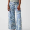 Baggy-jeans med låg midja och blommönster för barn