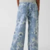 Baggy-jeans med låg midja och blommönster för barn