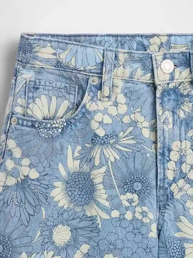 Baggy-jeans med låg midja och blommönster för barn