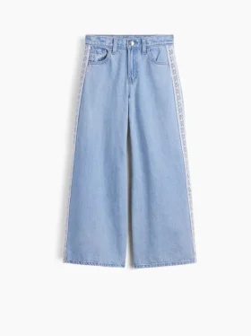 Baggy-jeans med låg midja och spetskant för barn