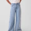 Baggy-jeans med låg midja och spetskant för barn