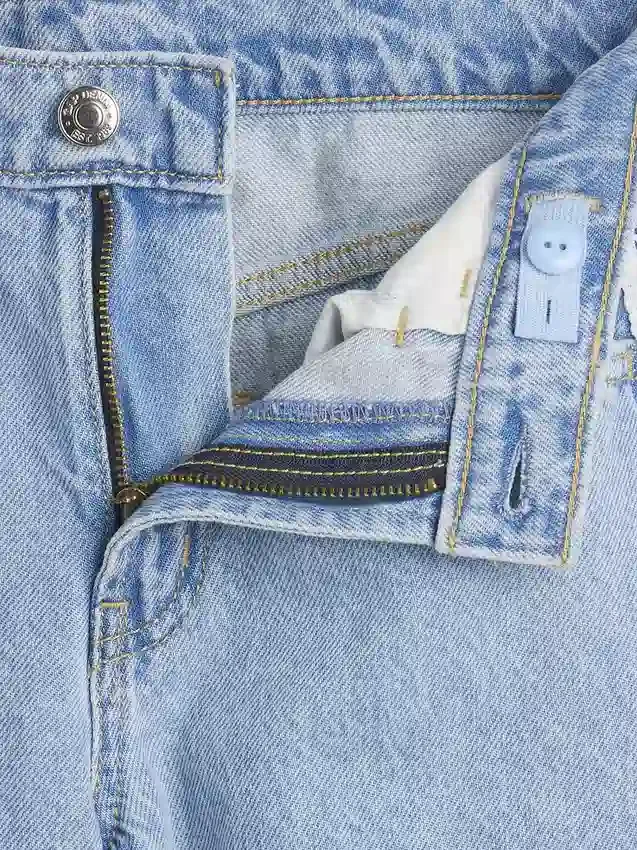 Baggy-jeans med låg midja och spetskant för barn