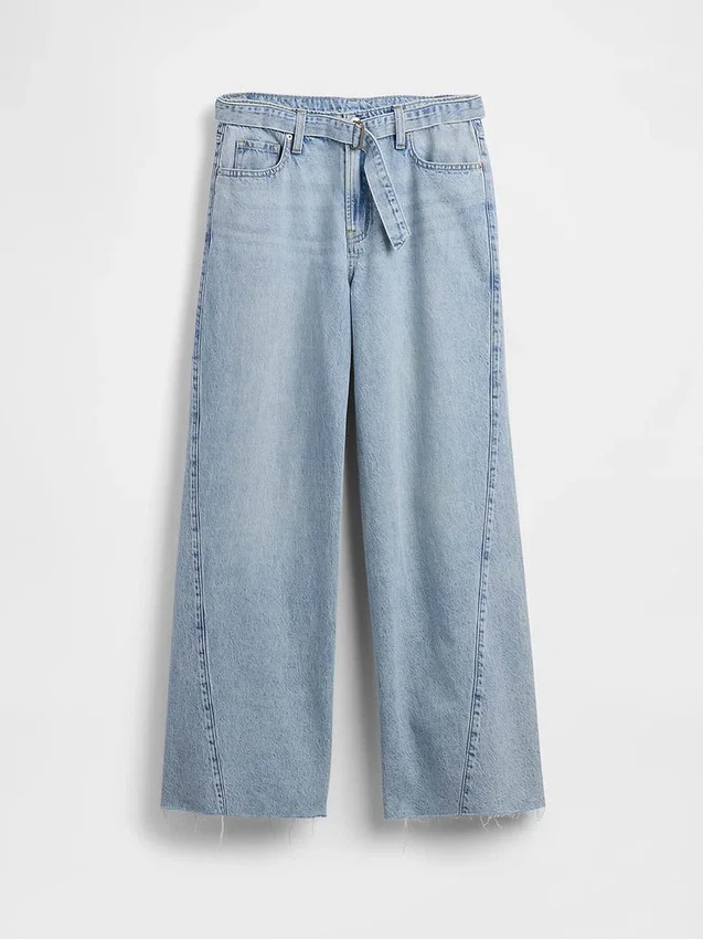 Baggy-jeans med medelhög midja och bälte