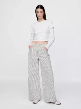 Baggy-jeans med medelhög midja och randigt mönster
