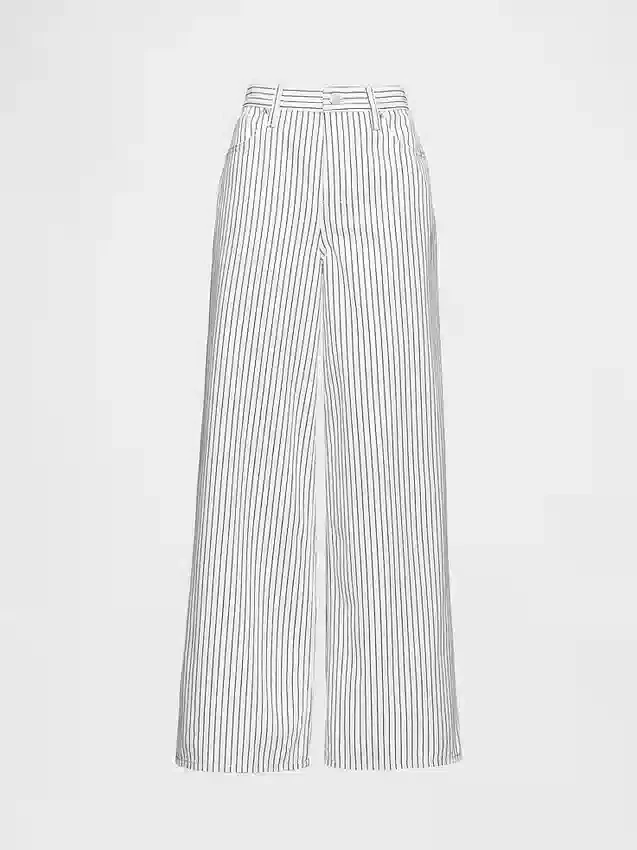 Baggy-jeans med medelhög midja och randigt mönster