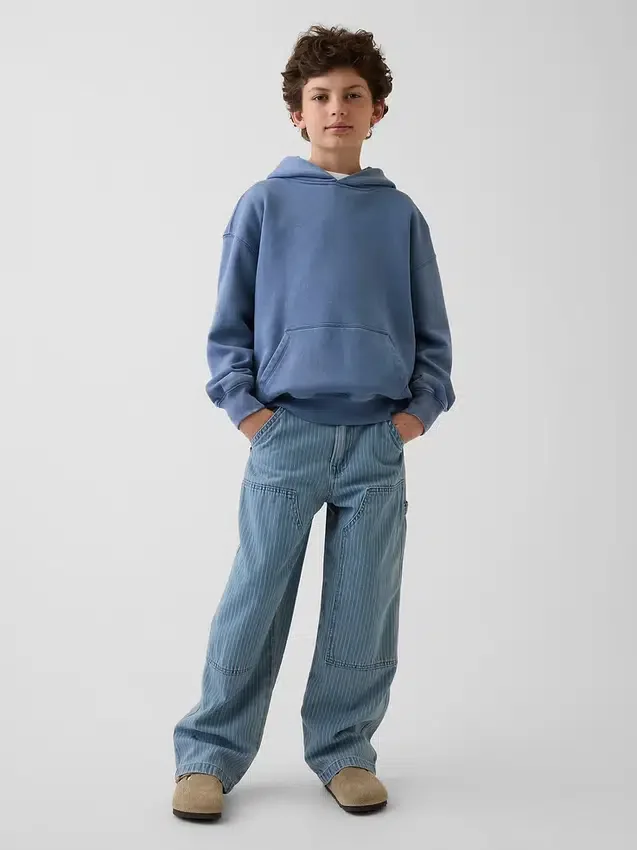 Baggy-Jeans med ränder och dubbla knän för barn